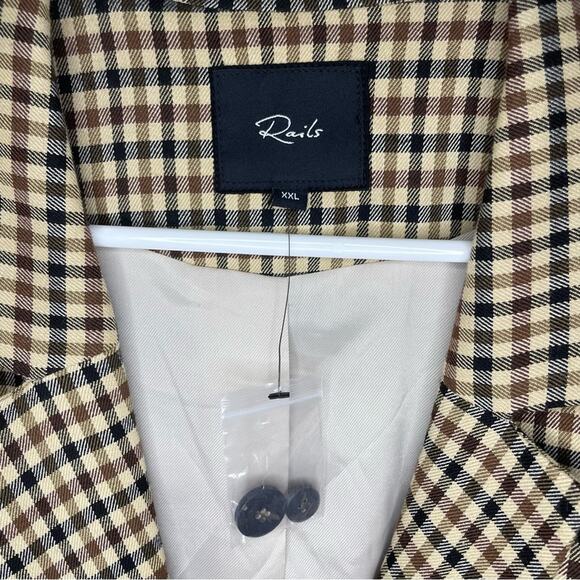 NWOT Rails Chelsea Double Breasted Blazer in Cafe Check Size XXL - Picture 5 of 10